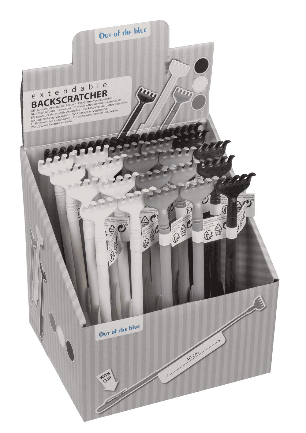 Extendable plastic back scratcher, Colours,