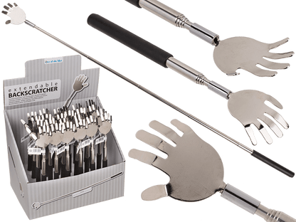Extendable metal back scratcher with rubber