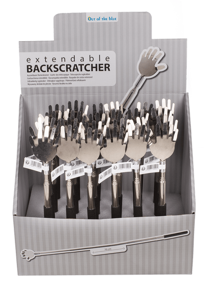 Extendable metal back scratcher with rubber