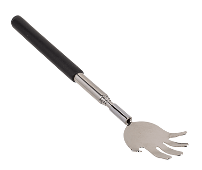 Extendable metal back scratcher with rubber