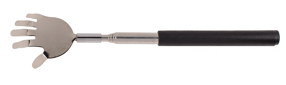 Extendable metal back scratcher with rubber