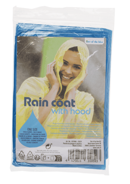 Hooded rain poncho, one size,