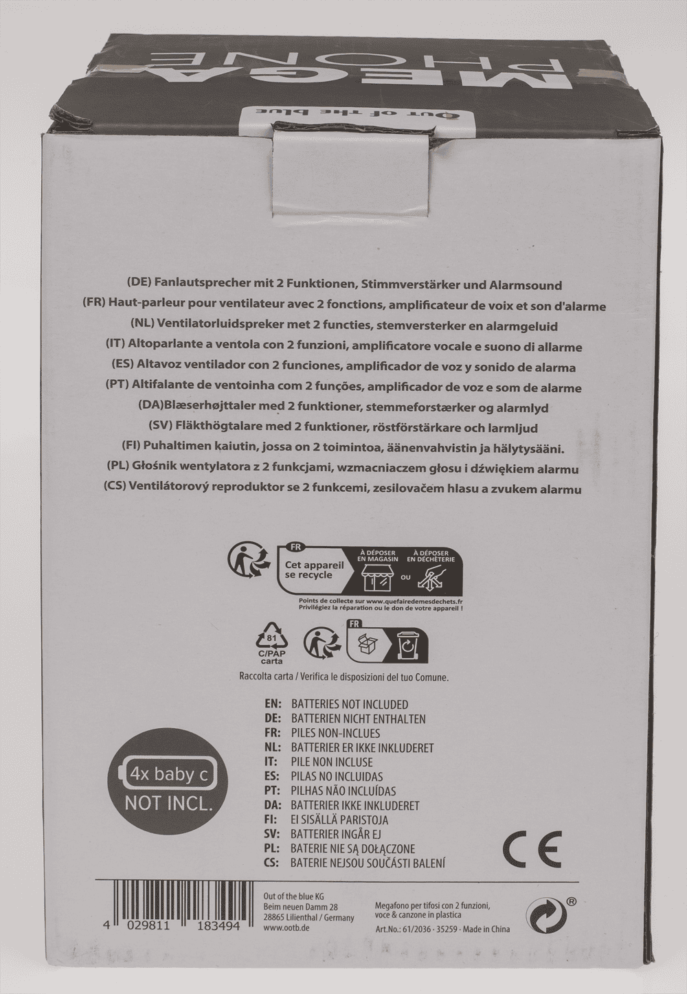 Fan Megaphone with 2 functions (language & song),