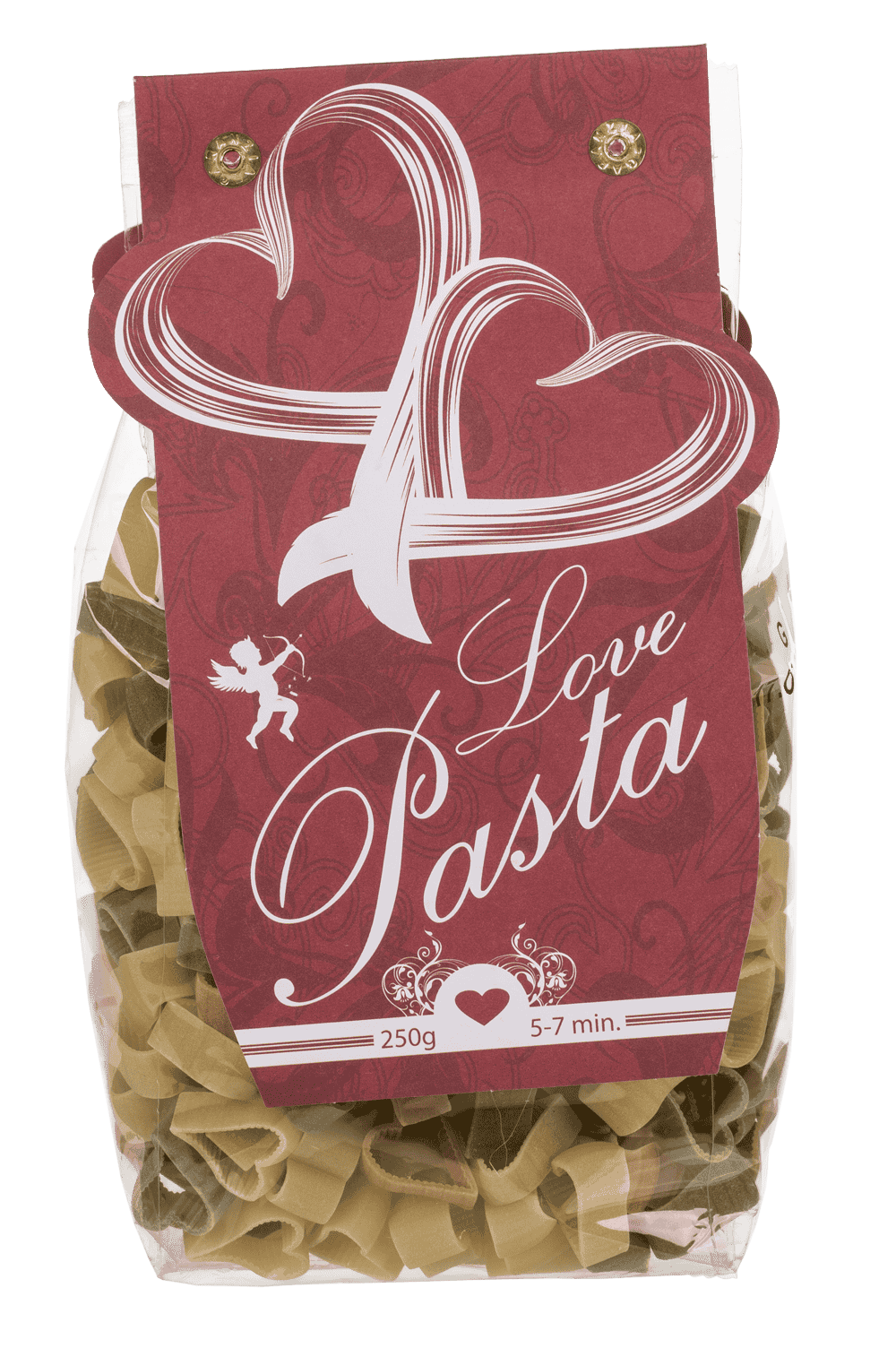 Three coloured durum wheat pasta with tomato &,