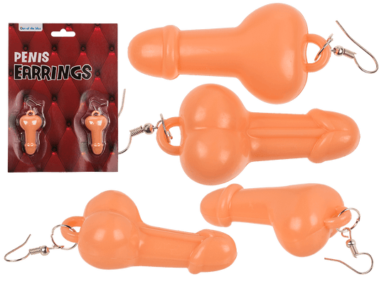 Earrings, Penis, Pink, approx. 5,5 x 3 cm,