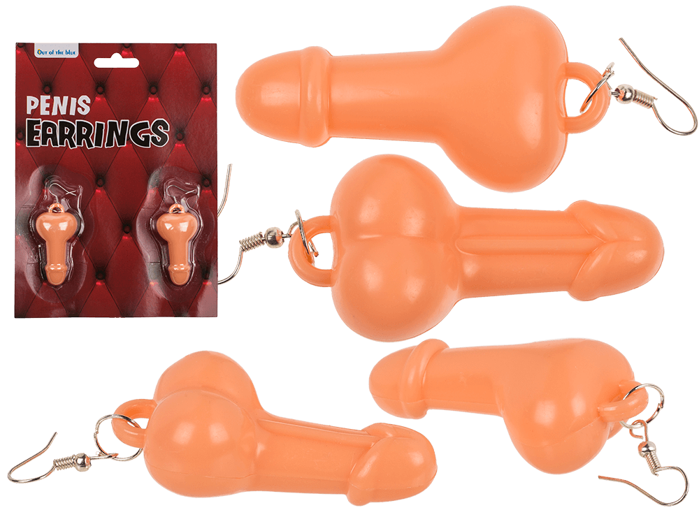 Earrings, Penis, Pink, approx. 5,5 x 3 cm,