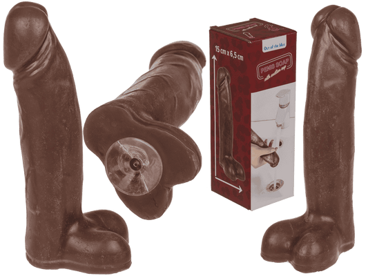 Penis soap with suction cup, brown,