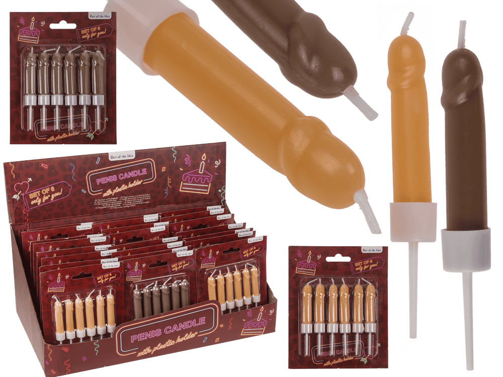 Penis Candles, with plastic holder,