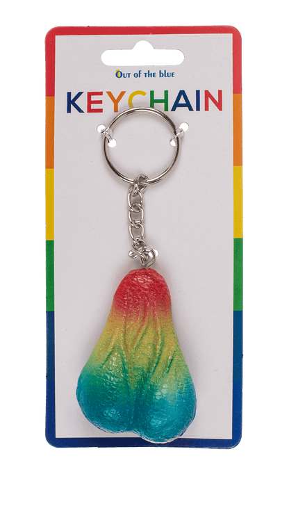 Metal key chain, Rainbow Testicle,