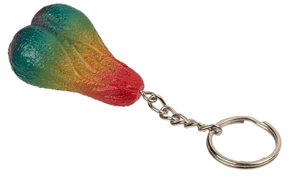 Metal key chain, Rainbow Testicle,