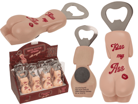 Metal bottle opener with magnet, Kiss my Ass,