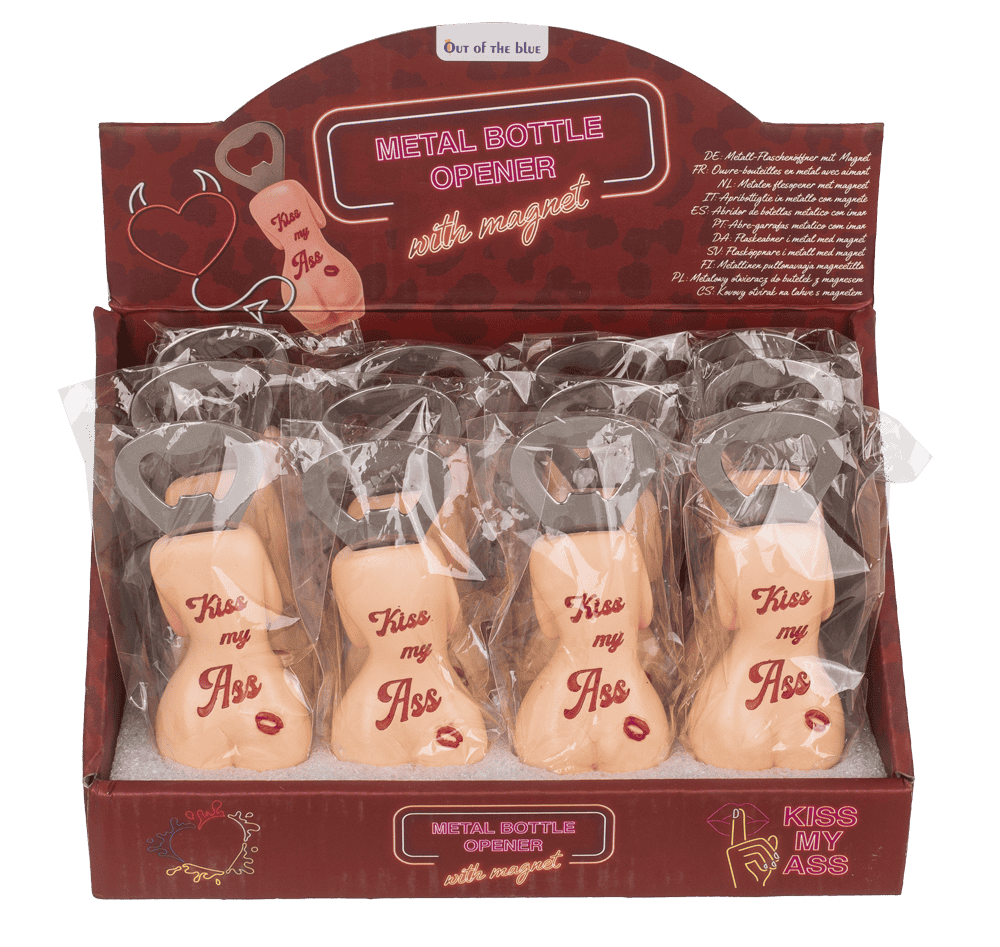 Metal bottle opener with magnet, Kiss my Ass,