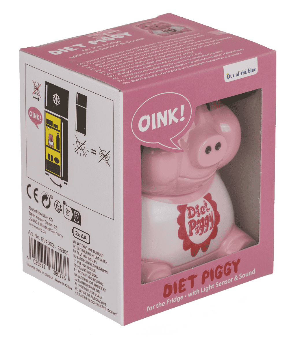 Plastic diet piggy for the fridge,