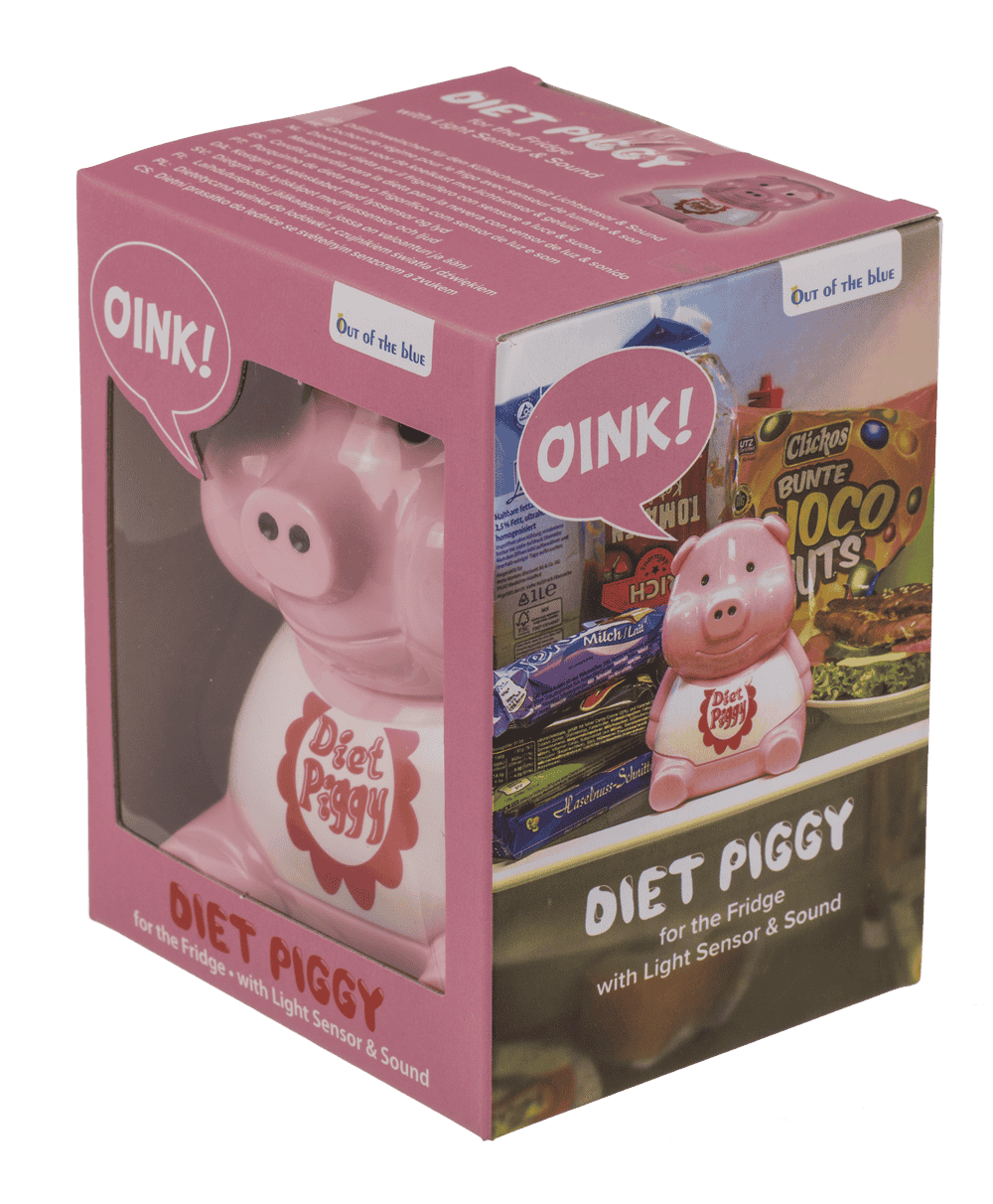 Plastic diet piggy for the fridge,