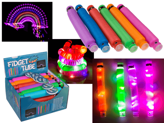 Fidget Pop Tube with LED, approx. 20 cm,