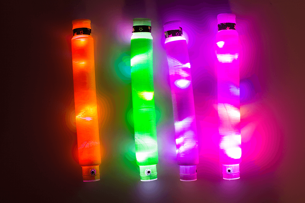 Fidget Pop Tube with LED, approx. 20 cm,