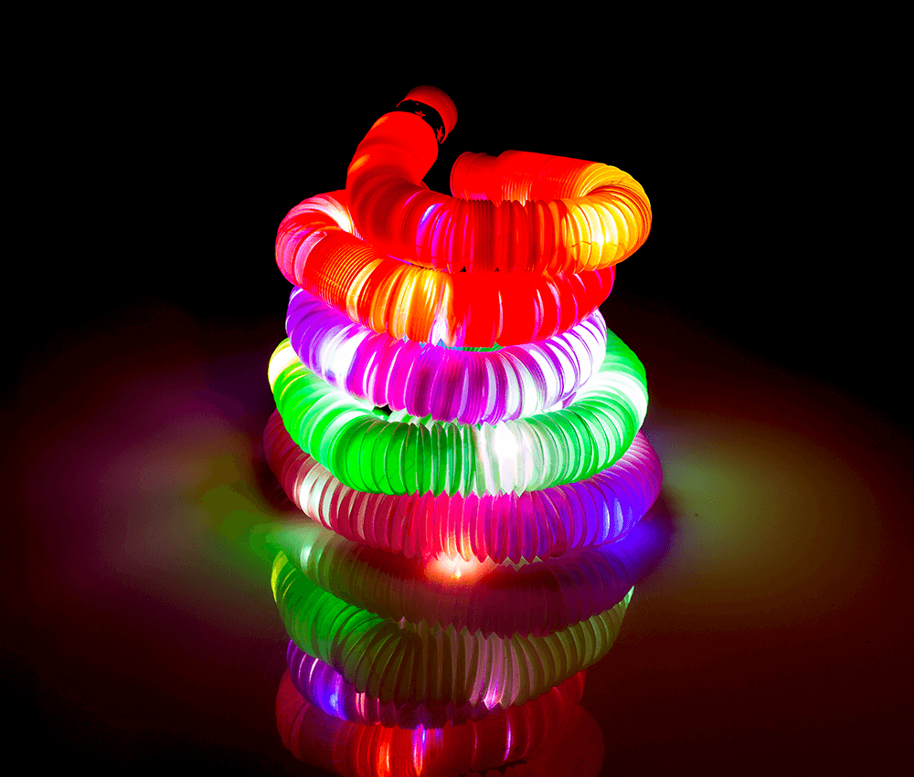 Fidget Pop Tube with LED, approx. 20 cm,