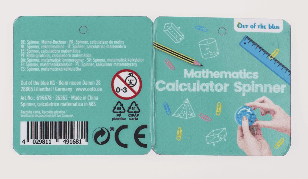 Mathmatics Calculator Spinner, 5,5 cm,