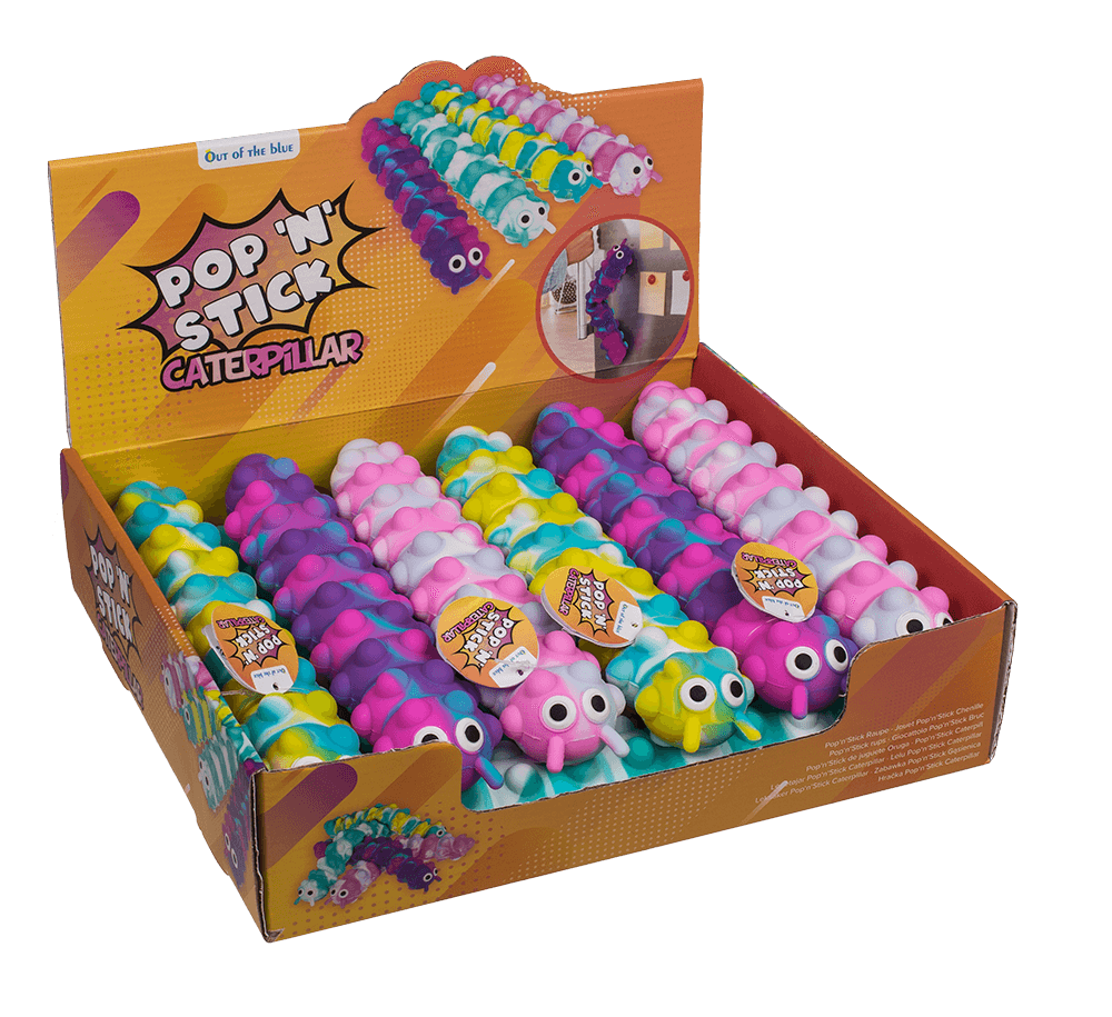 Fidget Pop N' Stick Toy, Caterpillar,