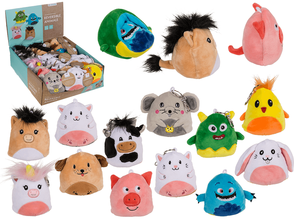 Reversible Animals with carabiner, ca. 9 cm,