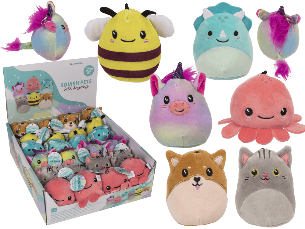 Squish Pets with keyring, approx. 9 cm,