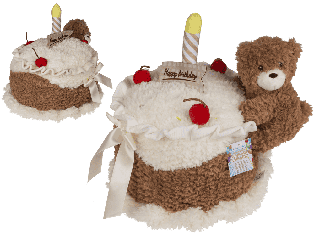 Gâteau et ours, Happy Birthday, en peluche