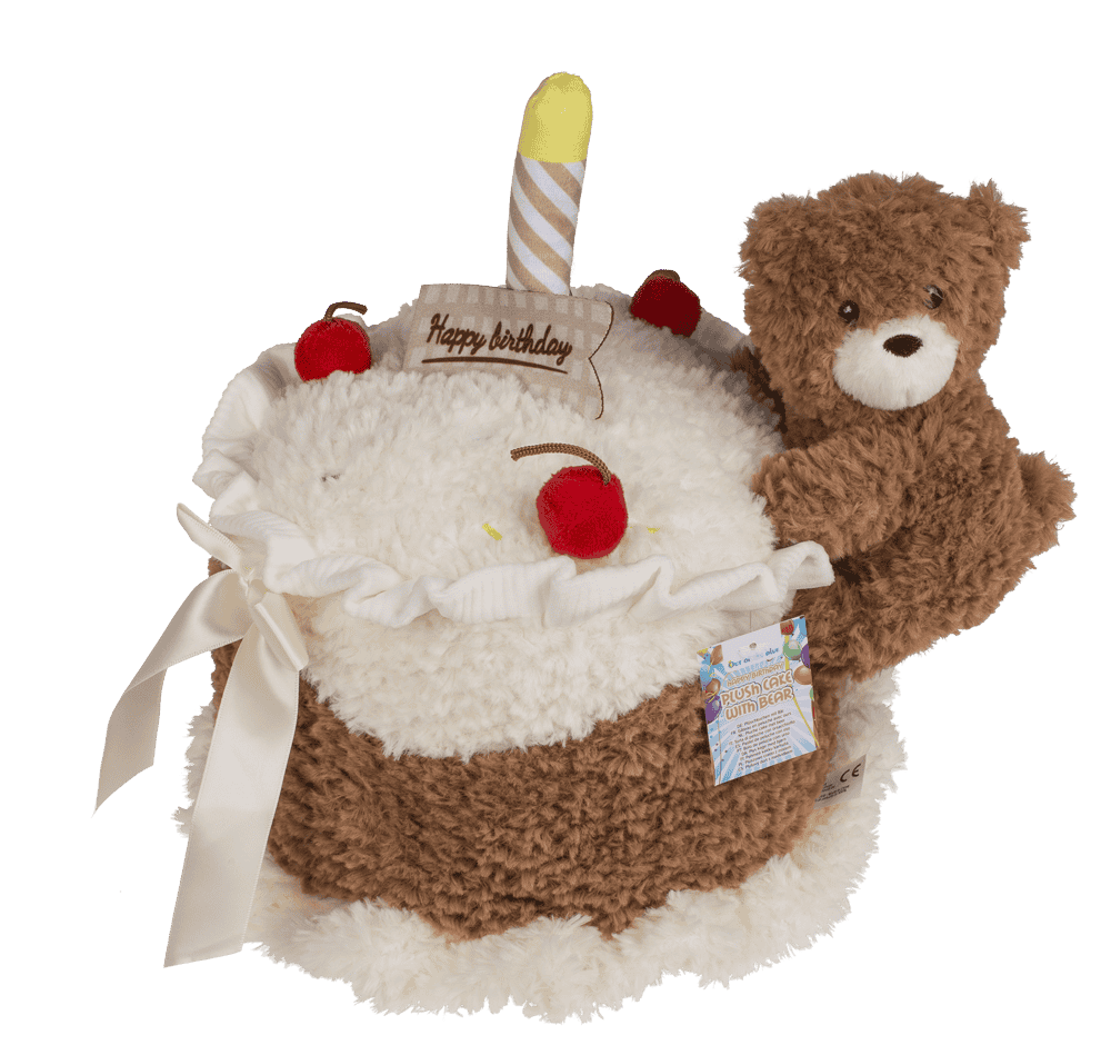 Gâteau et ours, Happy Birthday, en peluche