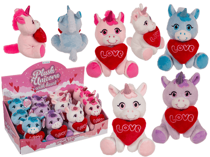 Plush Unicorn with Loveheart, 16 x 11 cm,