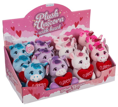 Plush Unicorn with Loveheart, 16 x 11 cm,