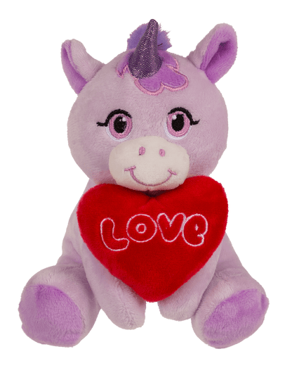 Plush Unicorn with Loveheart, 16 x 11 cm,