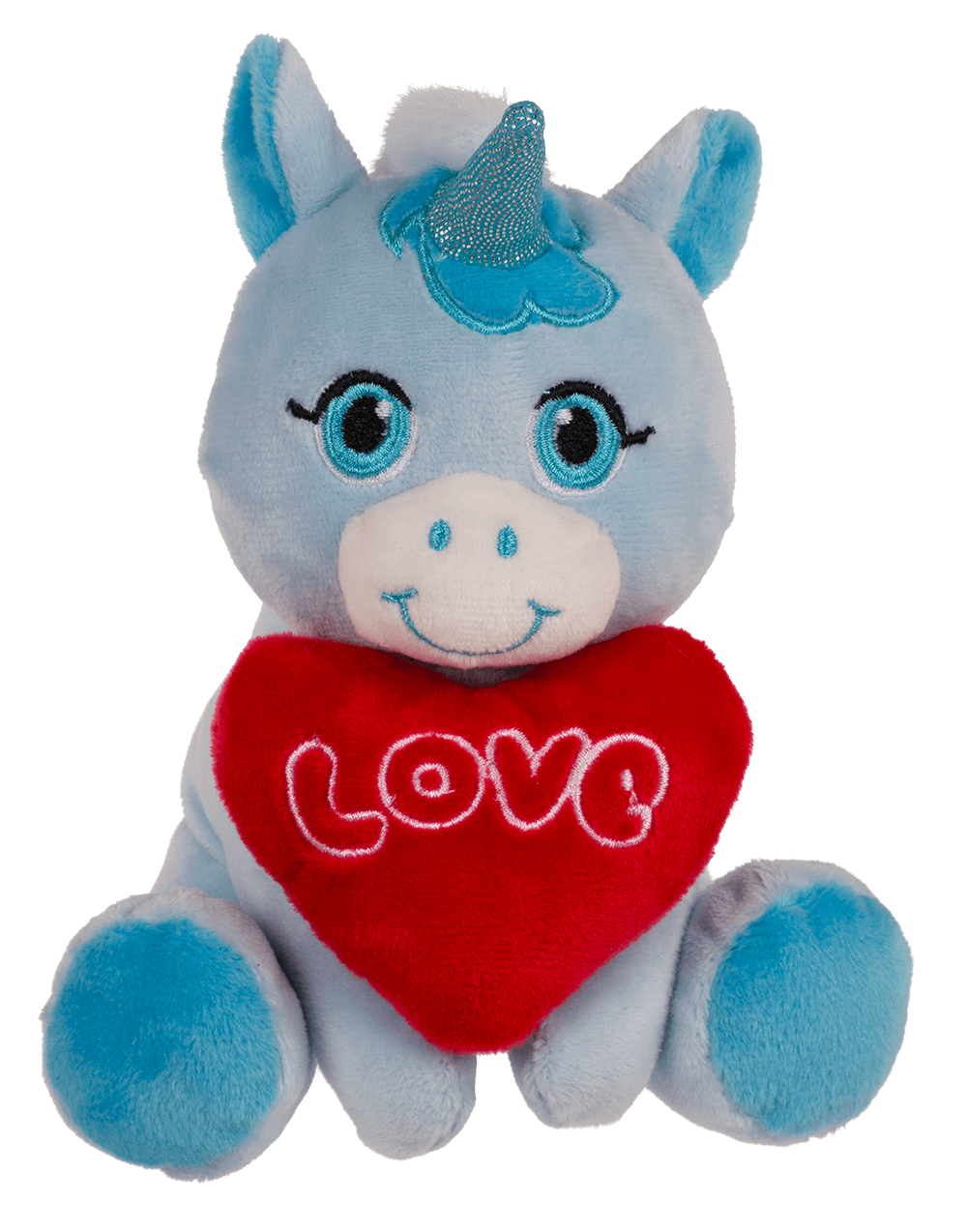 Plush Unicorn with Loveheart, 16 x 11 cm,