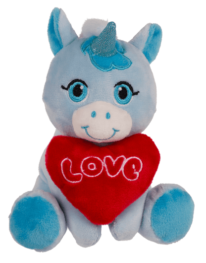 Plush Unicorn with Loveheart, 16 x 11 cm,