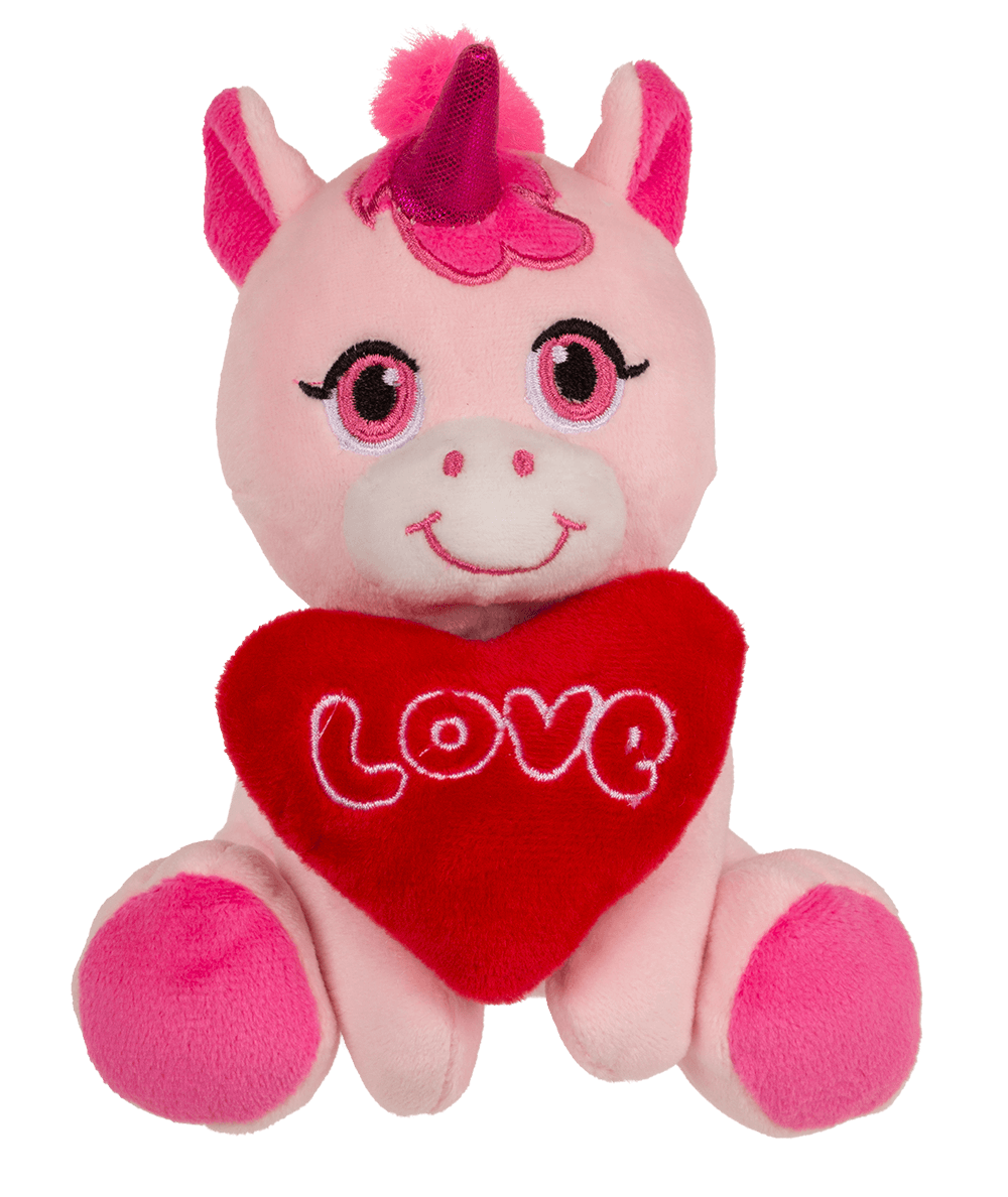 Plush Unicorn with Loveheart, 16 x 11 cm,
