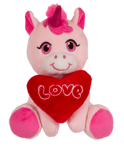 Plush Unicorn with Loveheart, 16 x 11 cm,