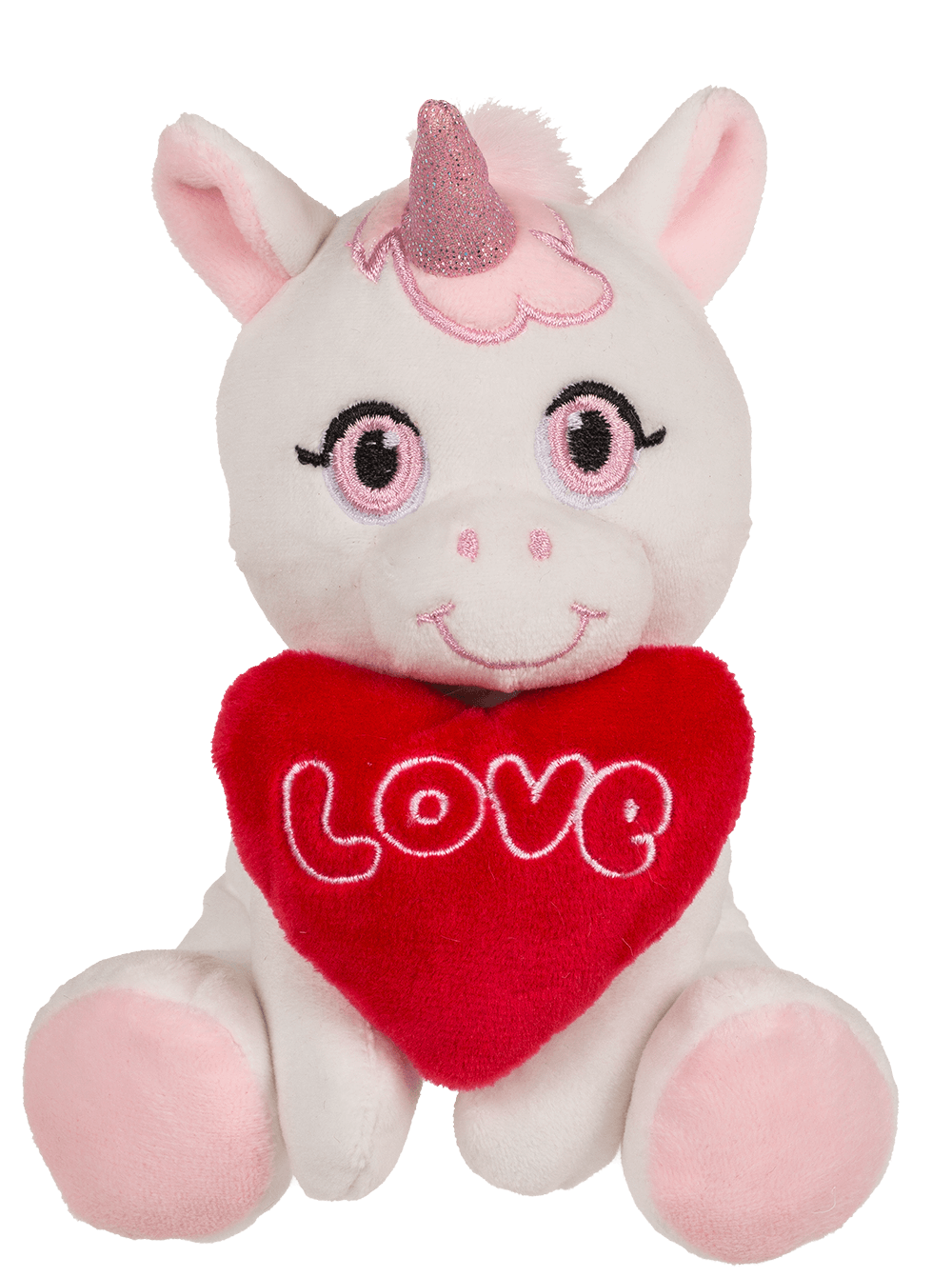 Plush Unicorn with Loveheart, 16 x 11 cm,