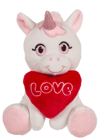 Plush Unicorn with Loveheart, 16 x 11 cm,