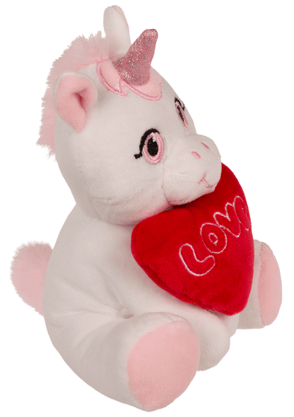Plush Unicorn with Loveheart, 16 x 11 cm,