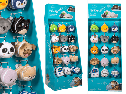 Display stand for plush travel pillows