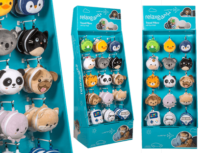 Display stand for plush travel pillows