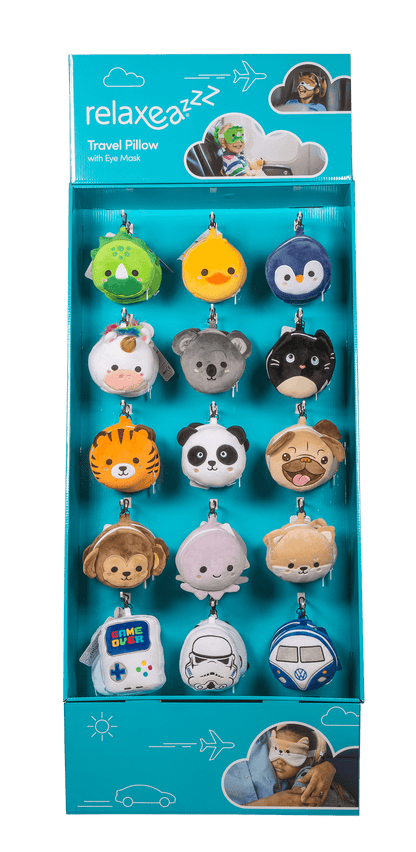 Display stand for plush travel pillows