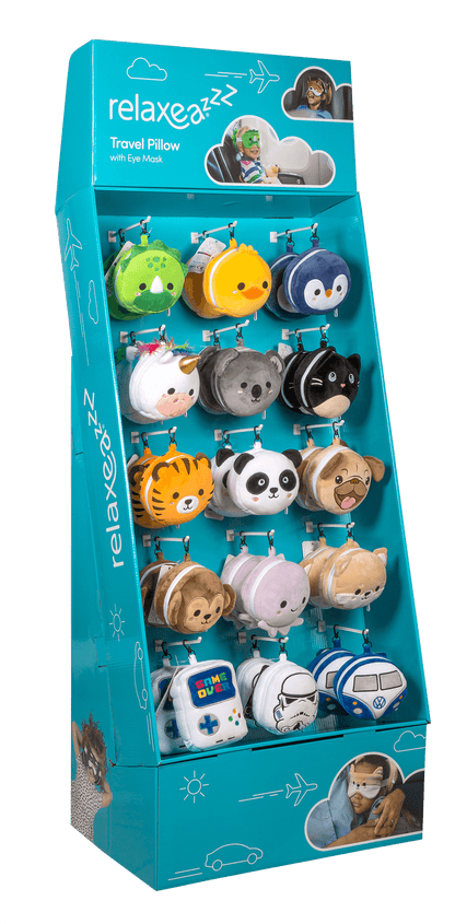 Display stand for plush travel pillows