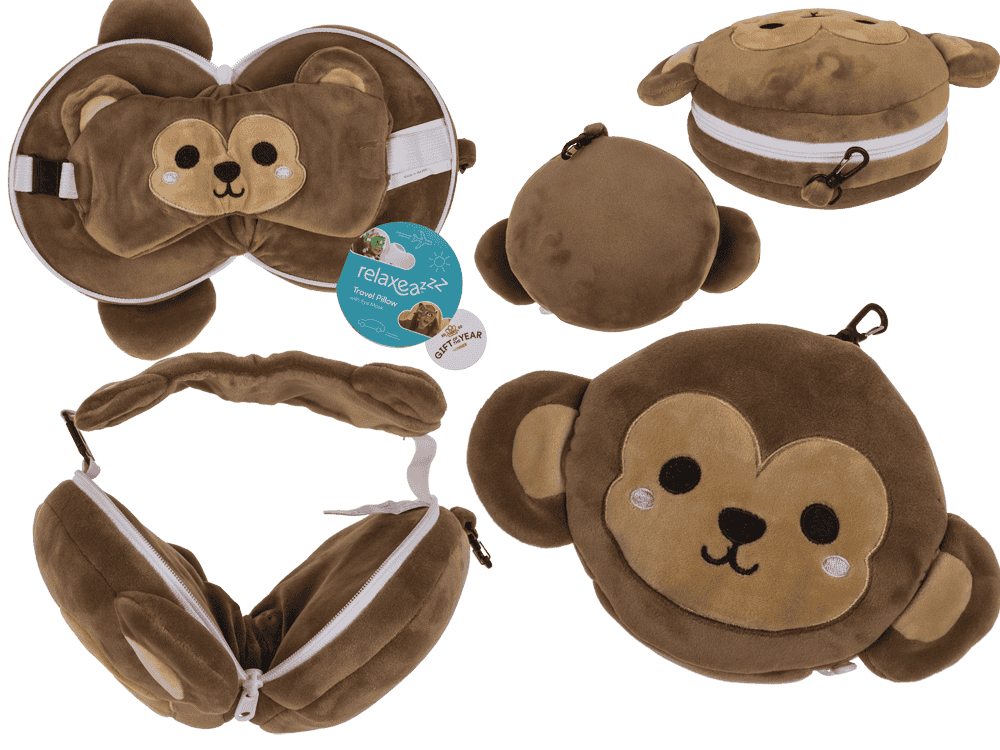 Kids Plush travel pillow with eye mask,