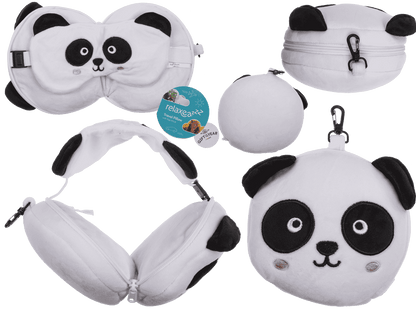 Kids Plush travel pillow with eye mask, Panda,