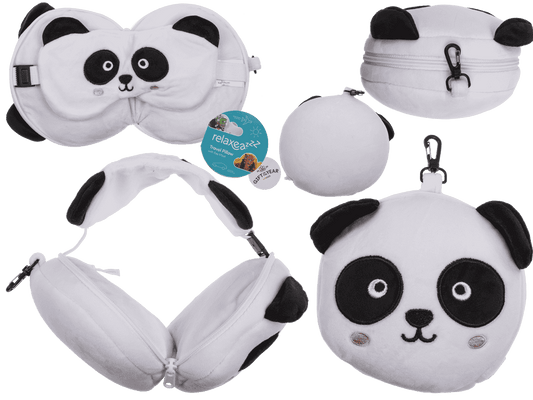 Kids Plush travel pillow with eye mask, Panda,