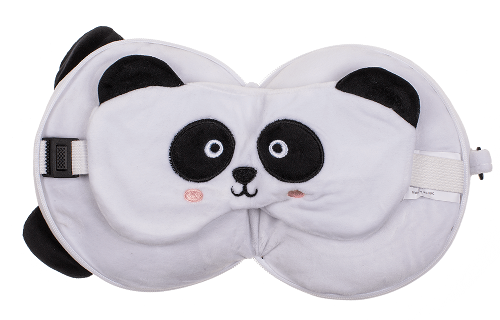 Kids Plush travel pillow with eye mask, Panda,