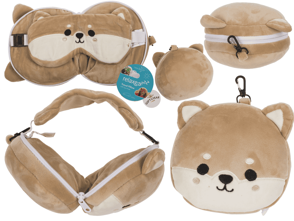 Kids Plush travel pillow with eye mask,