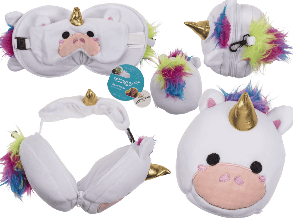 Kids Plush travel pillow with eye mask,