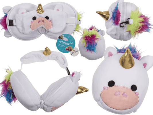 Kids Plush travel pillow with eye mask,