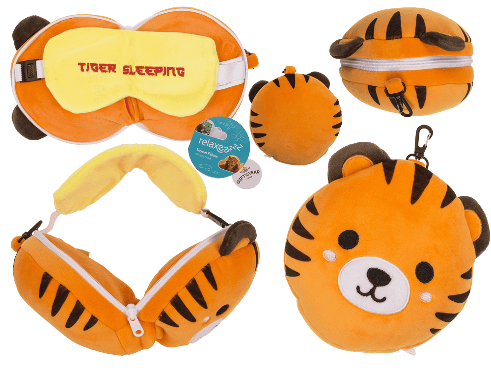 Kids Plush travel pillow with eye mask,