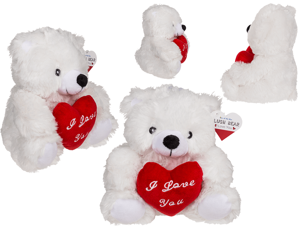 Plush bear with red heart, I love you,